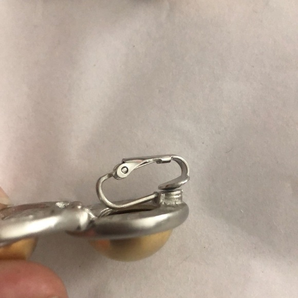 Vintage Givenchy Gold/Silvertone Clip on Earrings - Picture 5 of 6